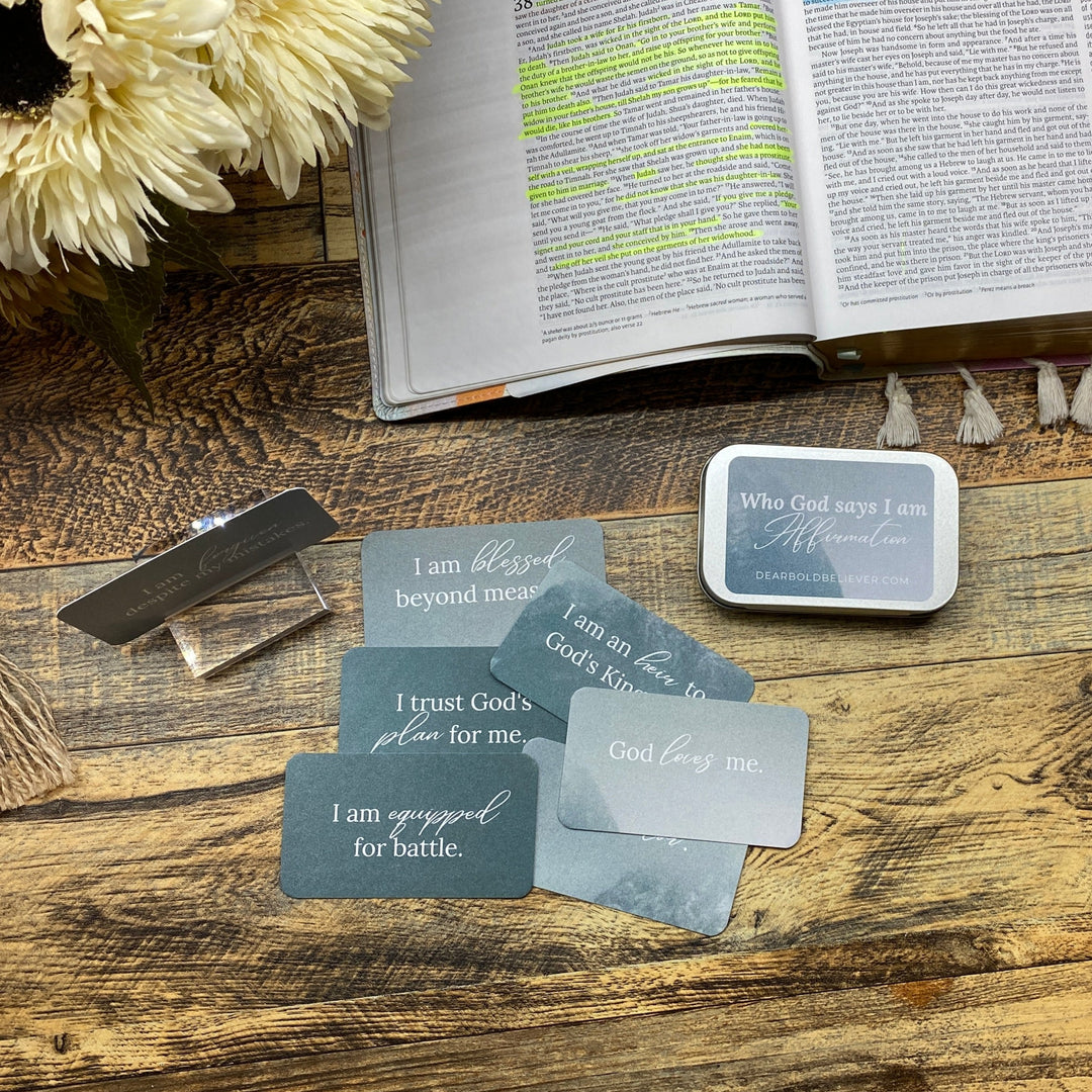 Who God says I am Bible Verse Card Nature in Tin