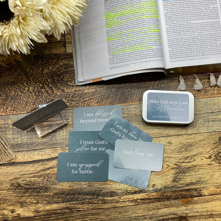 Who God says I am Bible Verse Card Nature in Tin