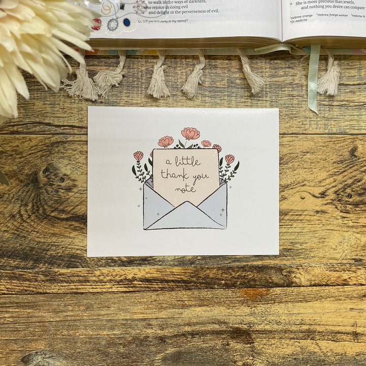 A Little Thank You Floral Envelope Greeting Card