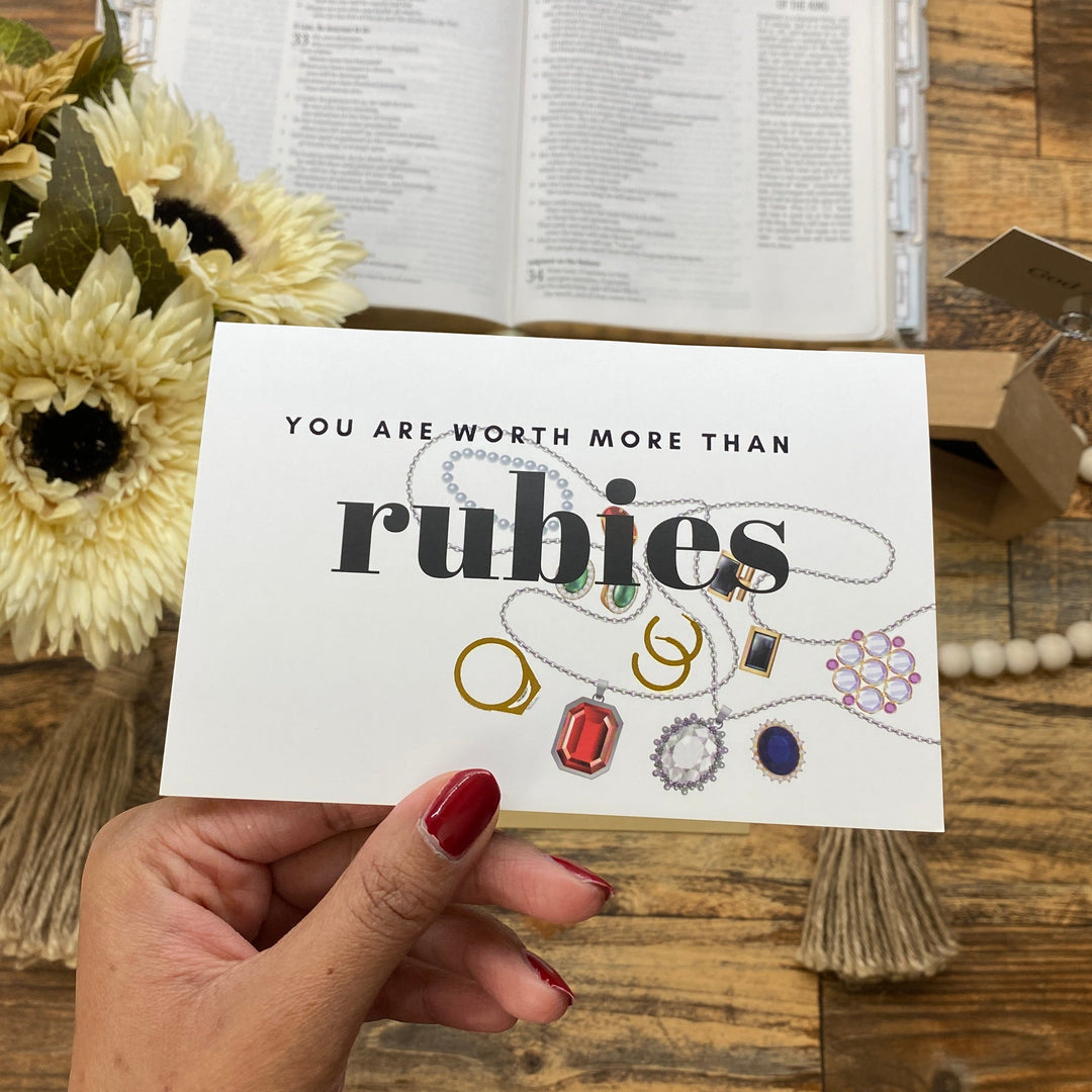 You are Worth More Than Rubies: Black Foil Greeting Card