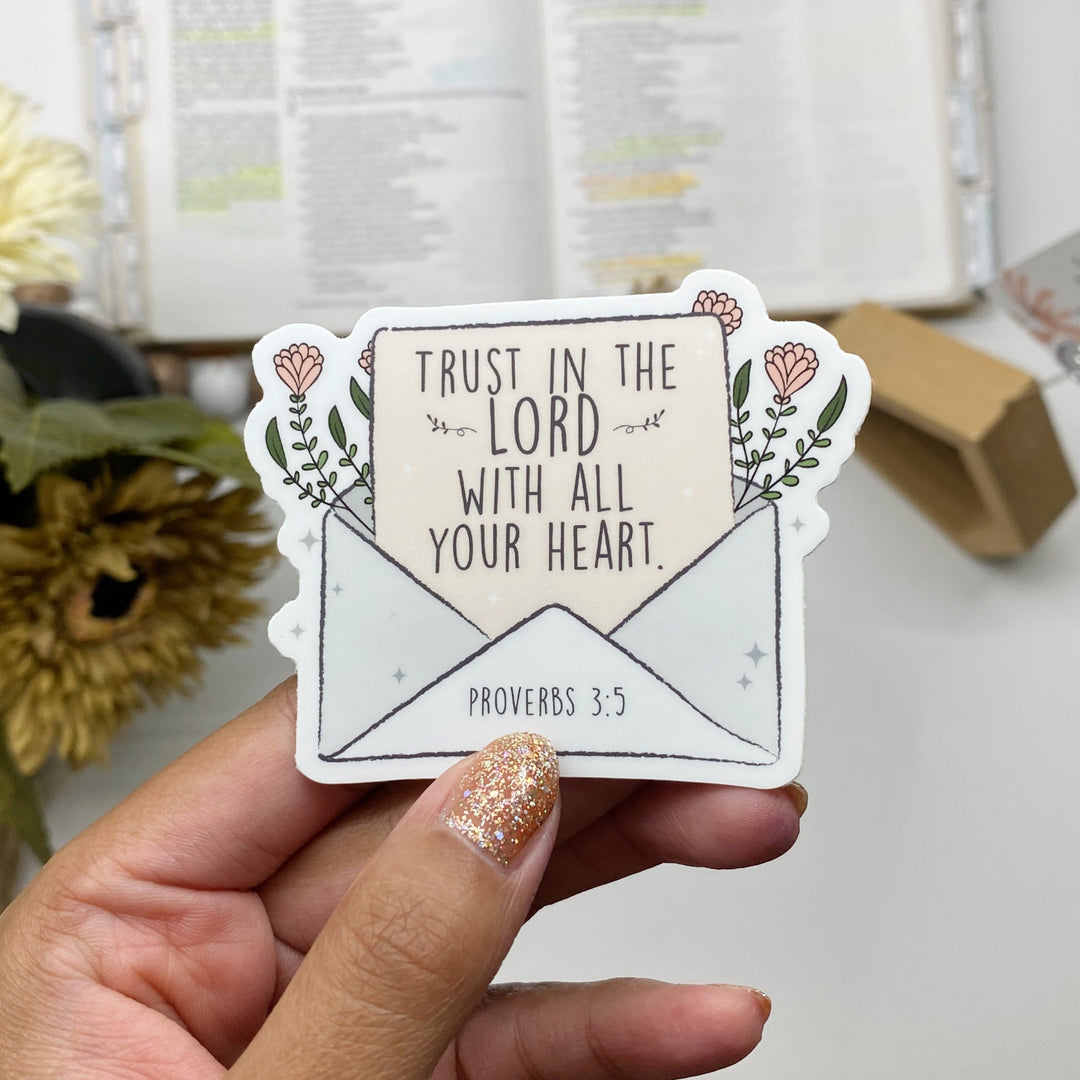 Encouraging Floral Envelope Bible Verse Sticker - Waterproof Vinyl (2.25x2.25")