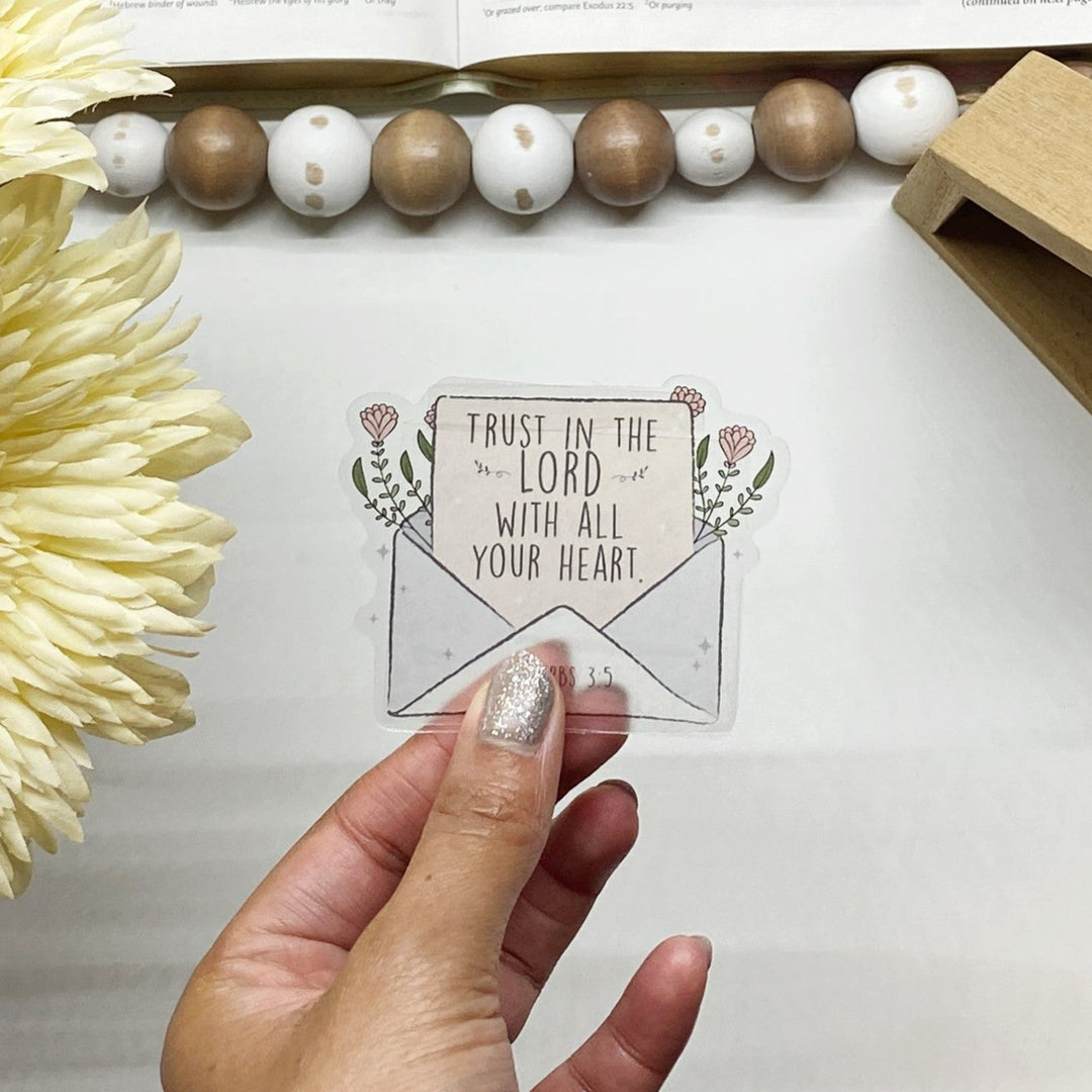 Encouraging Floral Envelope Clear Bible Verse Sticker - Waterproof Vinyl (2.25x2.25")