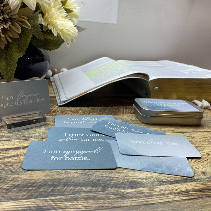 Who God says I am Bible Verse Card Nature in Tin