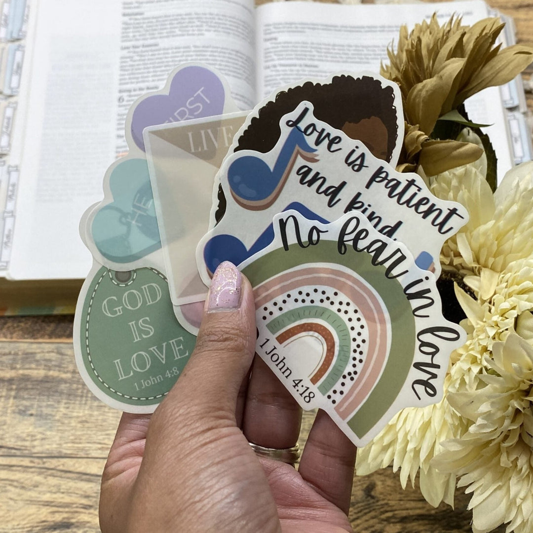 Love Clear Bible Verse Sticker Pack - Waterproof Vinyl