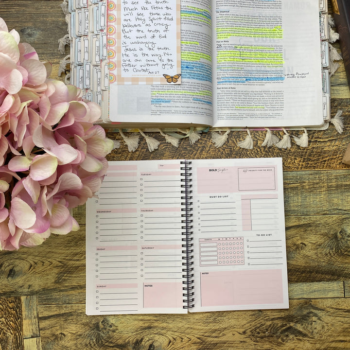 Undated Christian Weekly Planner & Goal Workbook - Bold Faith Classic Planner