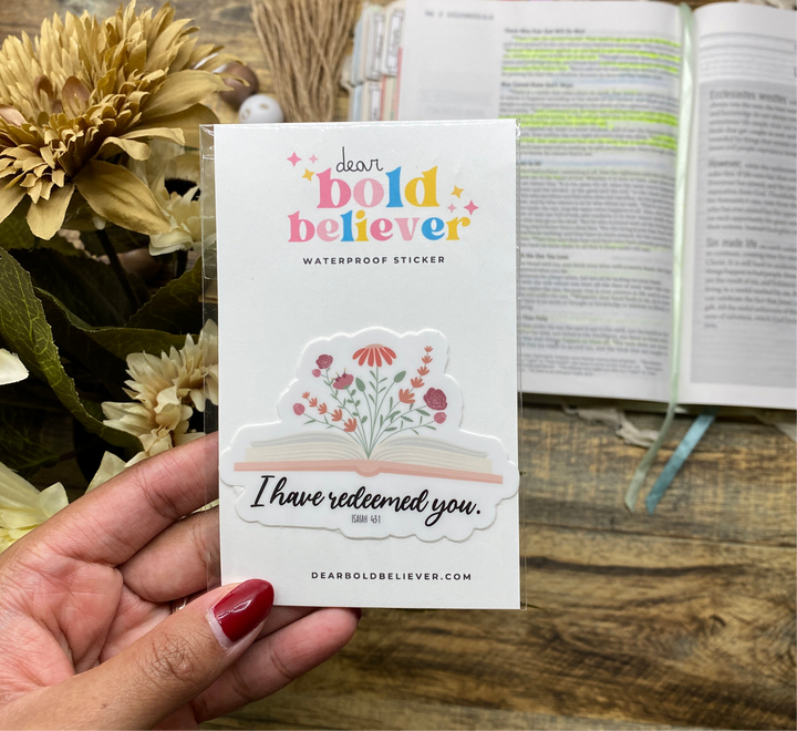 Who God Says You Are Floral Book Bible Verse Sticker - Waterproof Vinyl (2.75x2")