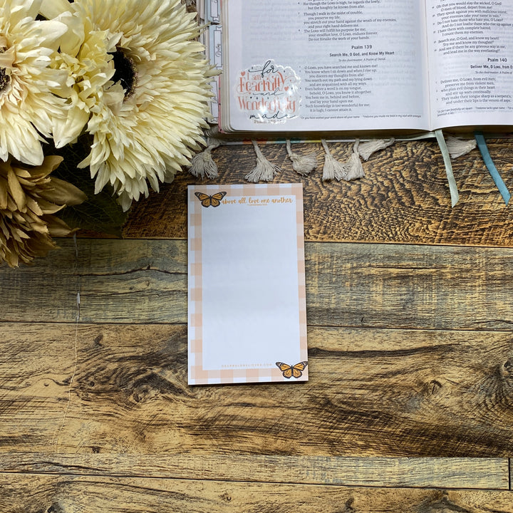Butterflies & Gingham 'Love One Another' Notepad