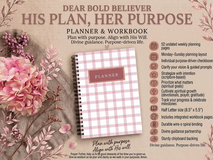 Undated Christian Weekly Planner & Goal Workbook - Bold Faith Classic Planner