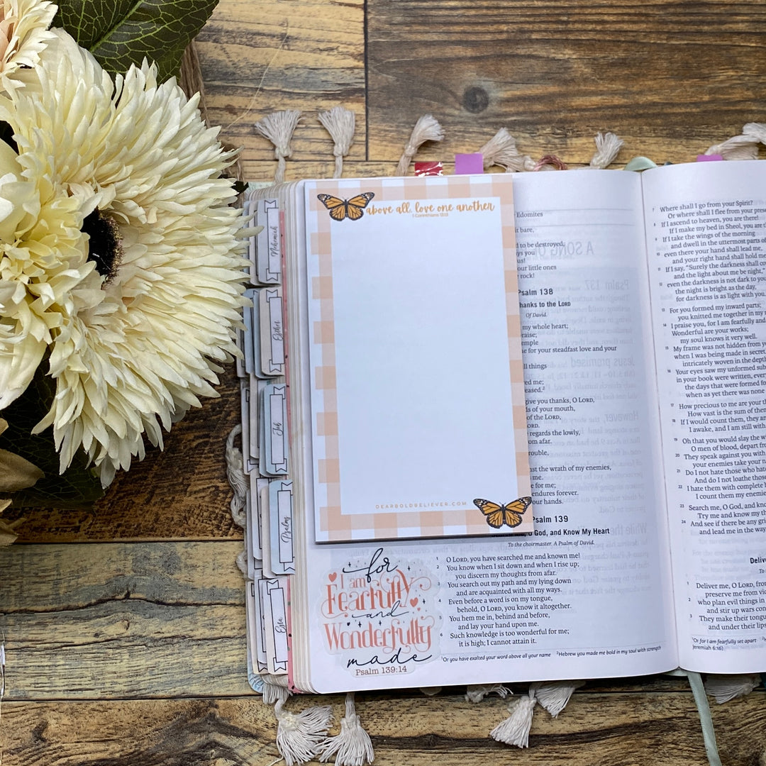Butterflies & Gingham 'Love One Another' Notepad