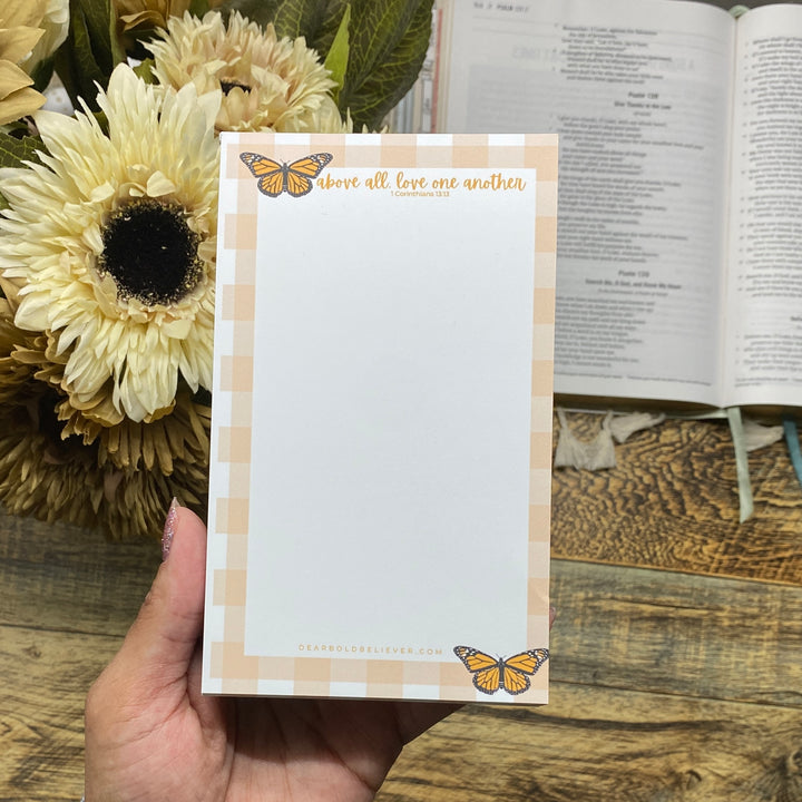 Butterflies & Gingham 'Love One Another' Notepad