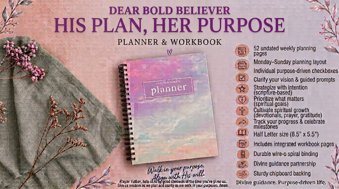 Undated Christian Weekly Planner & Goal Workbook - Bold Faith Classic Planner