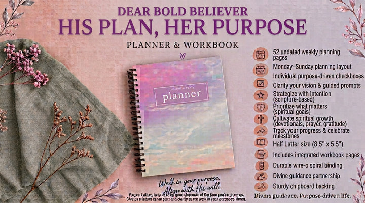 Undated Christian Weekly Planner & Goal Workbook - Bold Faith Classic Planner