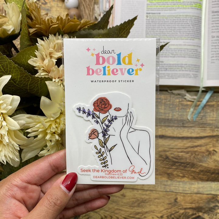 Blooming Faith Bible Verse Sticker - Waterproof Vinyl (2.73×3″)