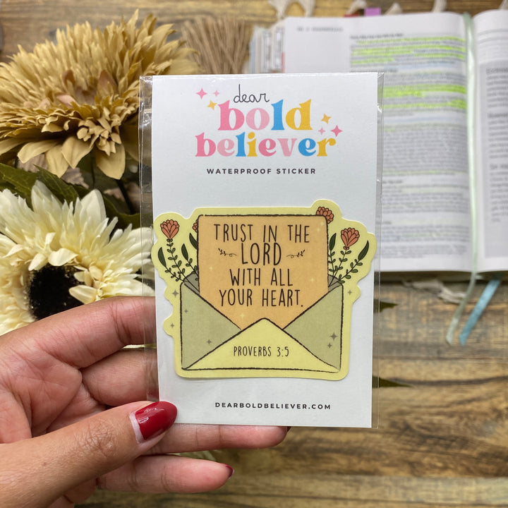 Encouraging Floral Envelope Clear Bible Verse Sticker - Waterproof Vinyl (2.25x2.25")