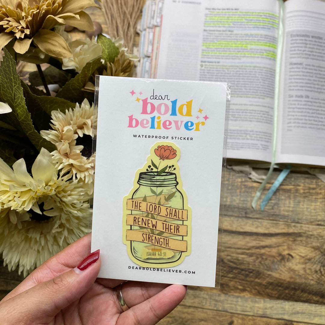Encouraging Floral Clear Bible Verse Sticker - Waterproof Vinyl (3x1.5")