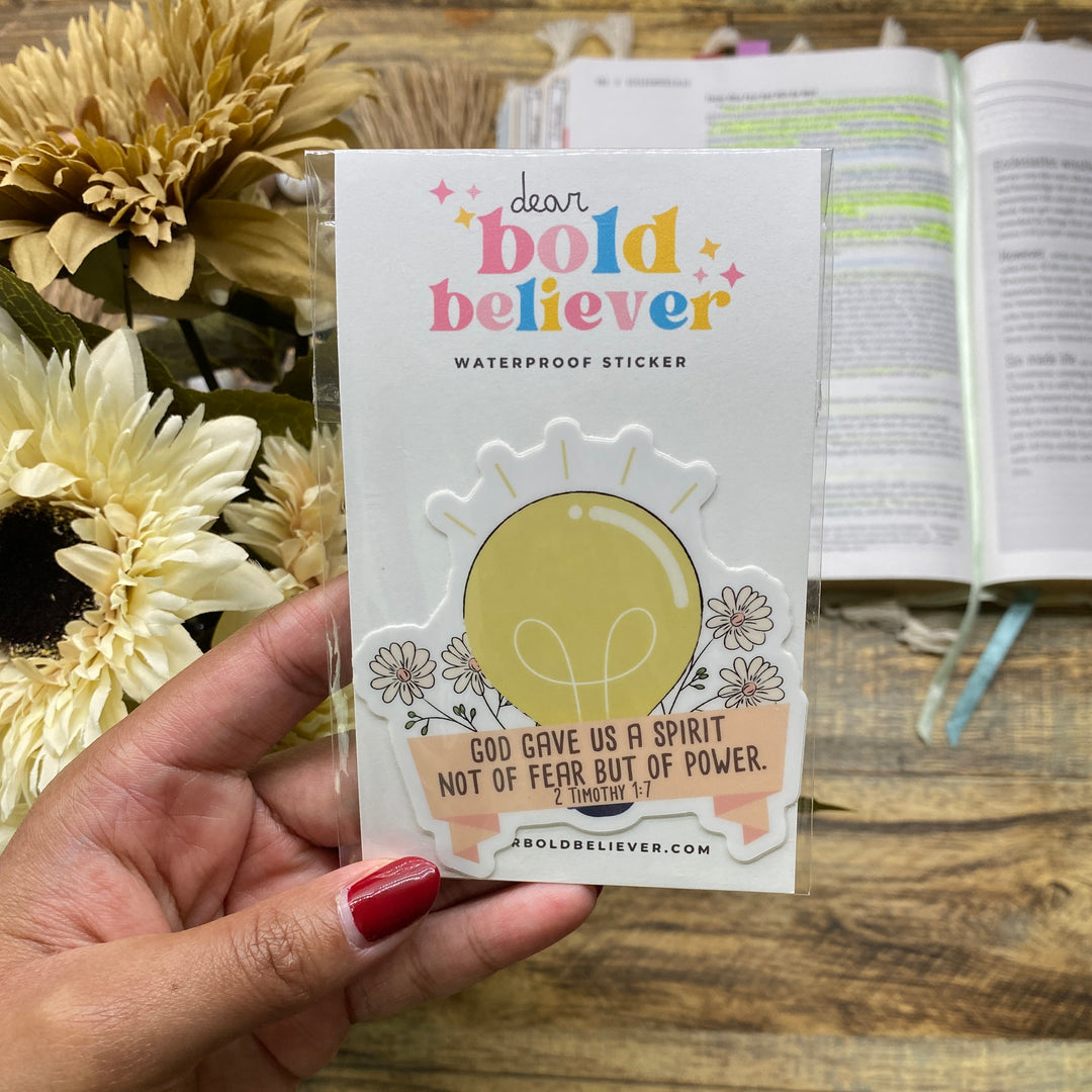 Inspirational Floral Lightbulb Bible Verse Sticker - Waterproof Vinyl (2.5x2.5")