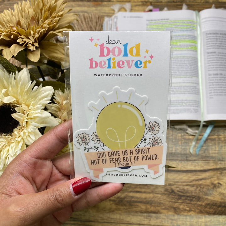 Inspirational Floral Lightbulb Bible Verse Sticker - Waterproof Vinyl (2.5x2.5")