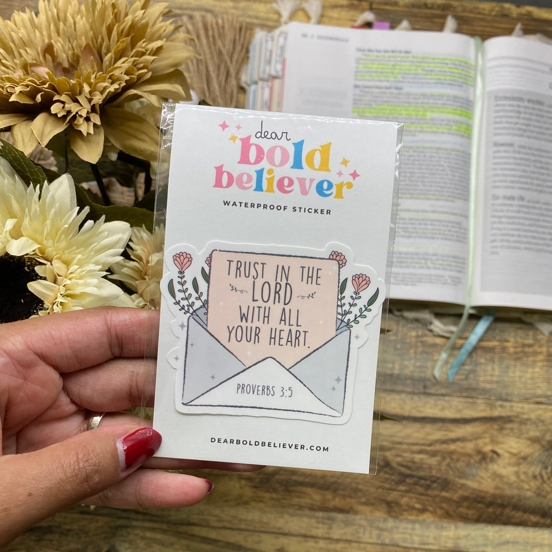 Encouraging Floral Envelope Bible Verse Sticker - Waterproof Vinyl (2.25x2.25")