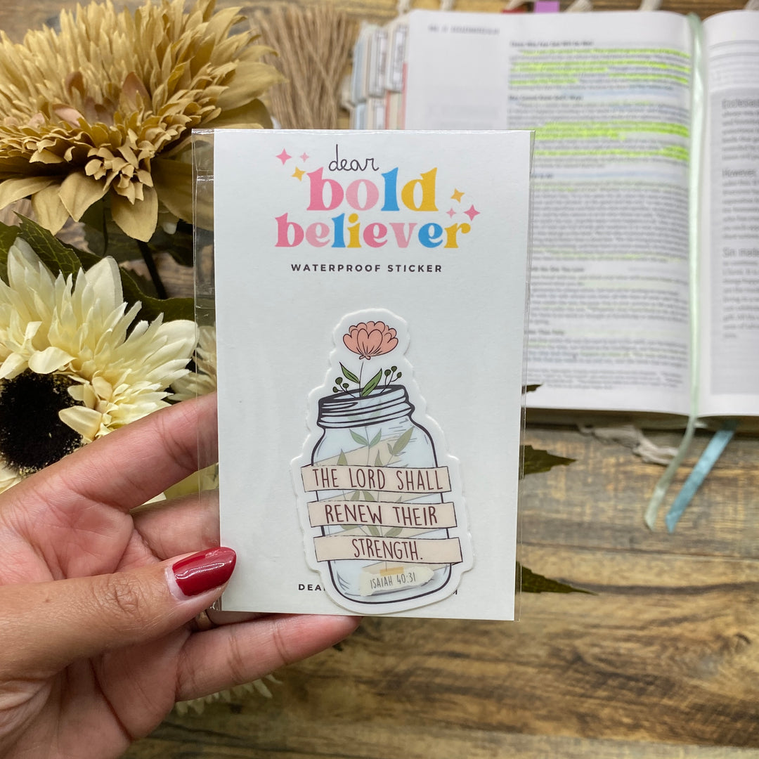 Encouraging Floral Bible Verse Sticker - Waterproof Vinyl (3x1.5")