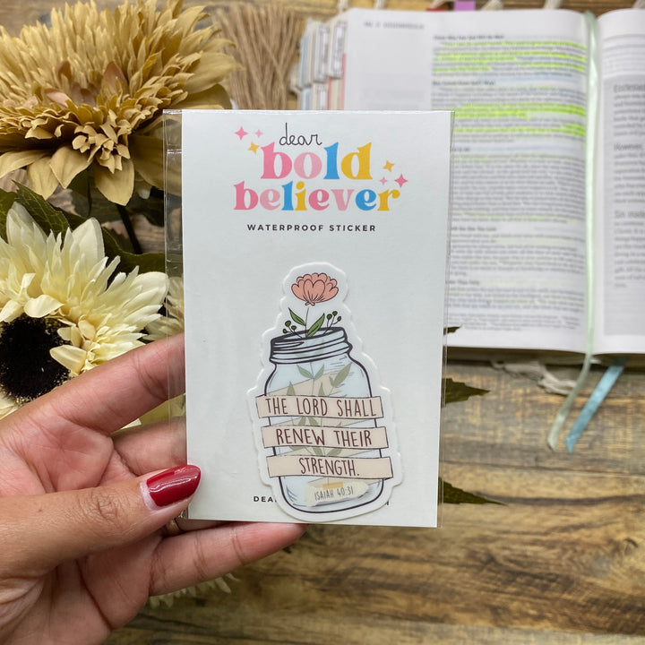 Encouraging Floral Bible Verse Sticker - Waterproof Vinyl (3x1.5")