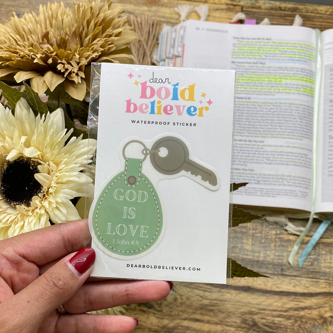 Inspiring Keychain Clear Bible Verse Sticker - Waterproof Vinyl (2.5x2.5")