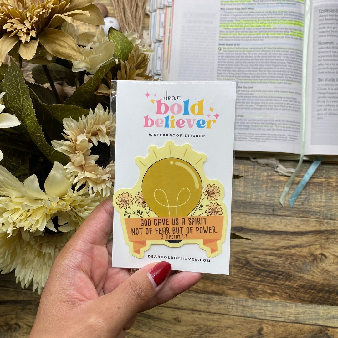Inspirational Floral Lightbulb Clear Bible Verse Sticker - Waterproof Vinyl (2.5x2.5")