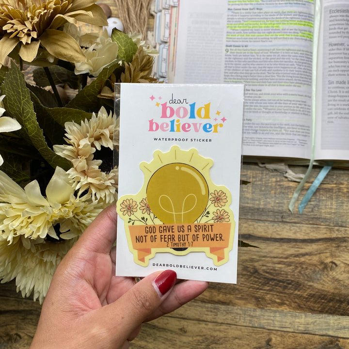 Inspirational Floral Lightbulb Clear Bible Verse Sticker - Waterproof Vinyl (2.5x2.5")