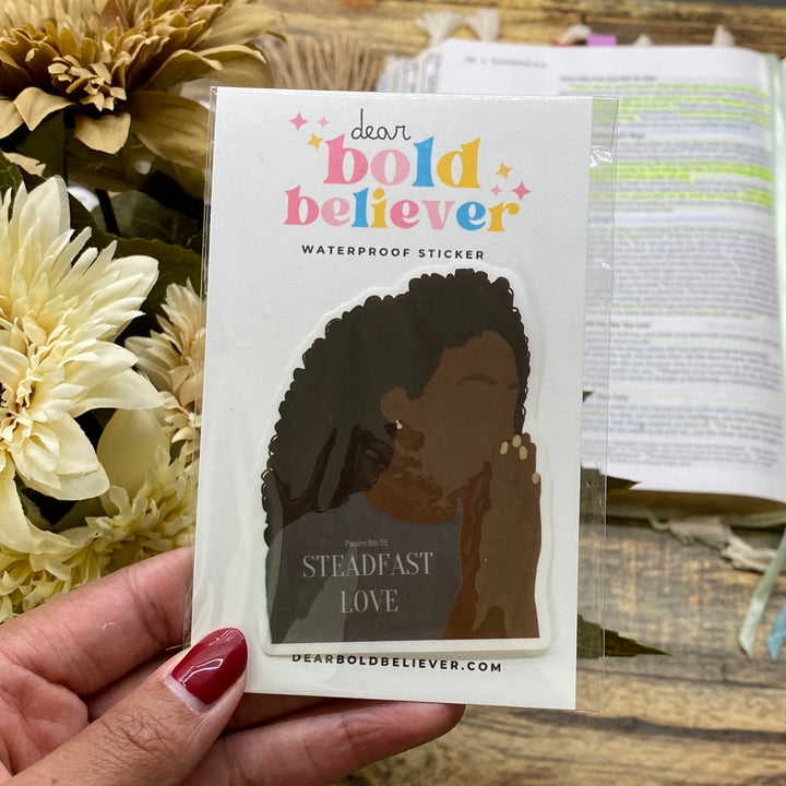Inspiring Praying Woman Clear Bible Verse Sticker - Waterproof Vinyl (2.75x2.25")