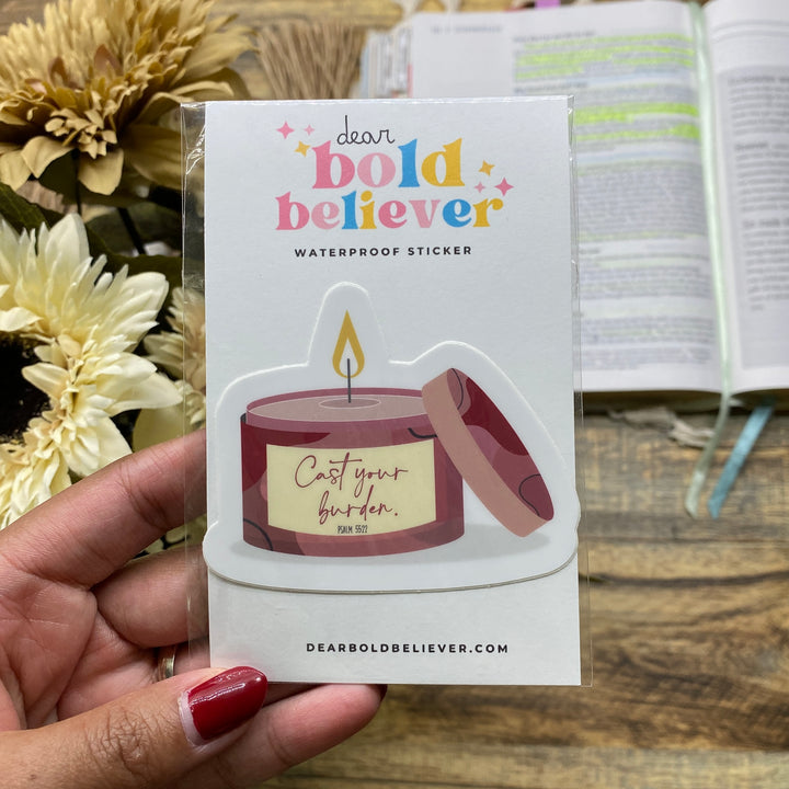 Calming Candle Bible Verse Sticker - Waterproof Vinyl (2.75x2.5")