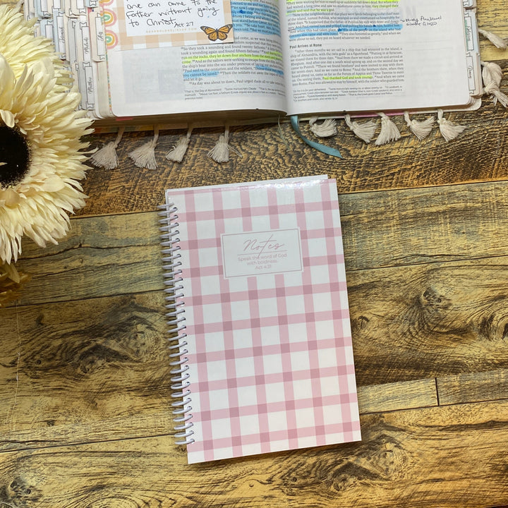 Pink Gingham Lined Journal