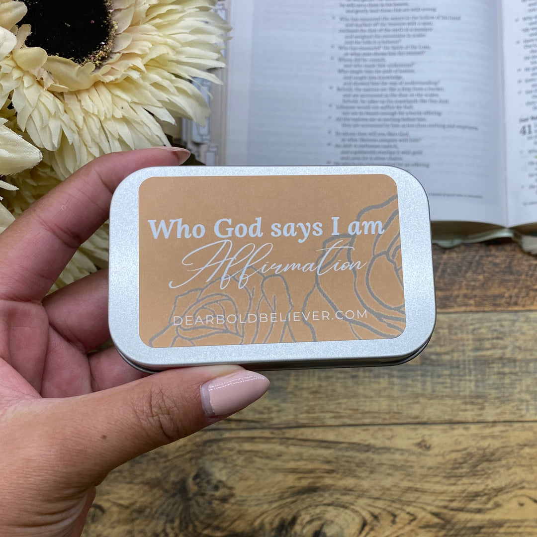 Who God says I am Bible Verse Card in Tin