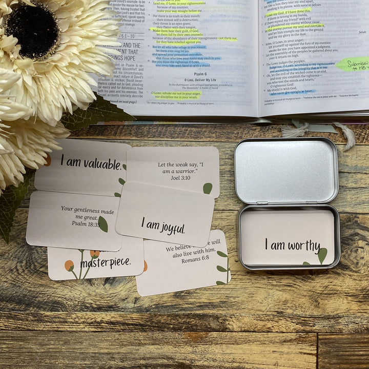 Who God says I am Kids Florals Bible Verse Cards in Tin