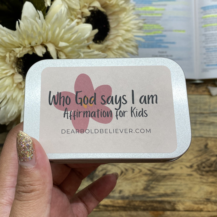 Who God says I am Kids Florals Bible Verse Cards in Tin