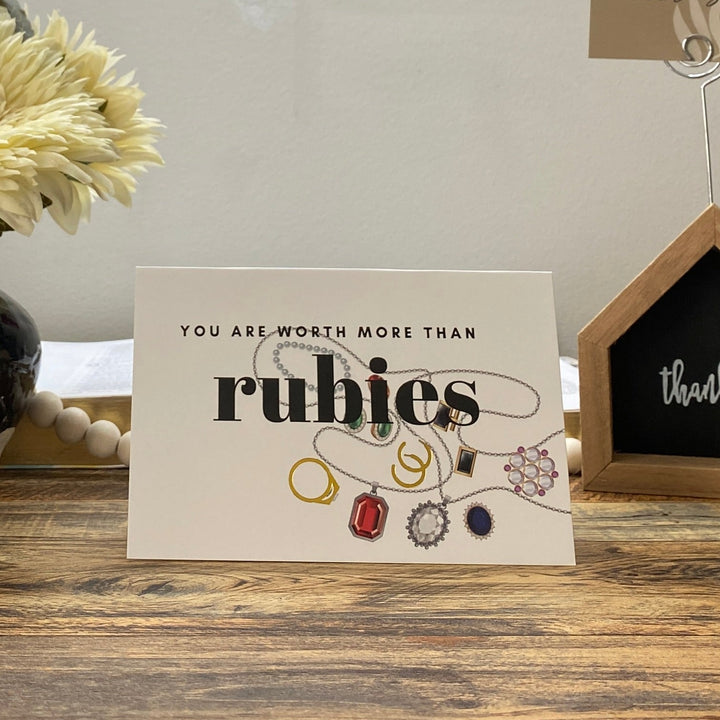 You are Worth More Than Rubies: Black Foil Greeting Card