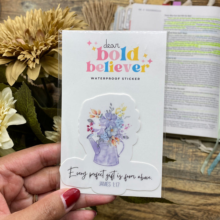 Who God Says You Are Flowers in Vase Bible Verse Sticker - Waterproof Vinyl (2.75x3")