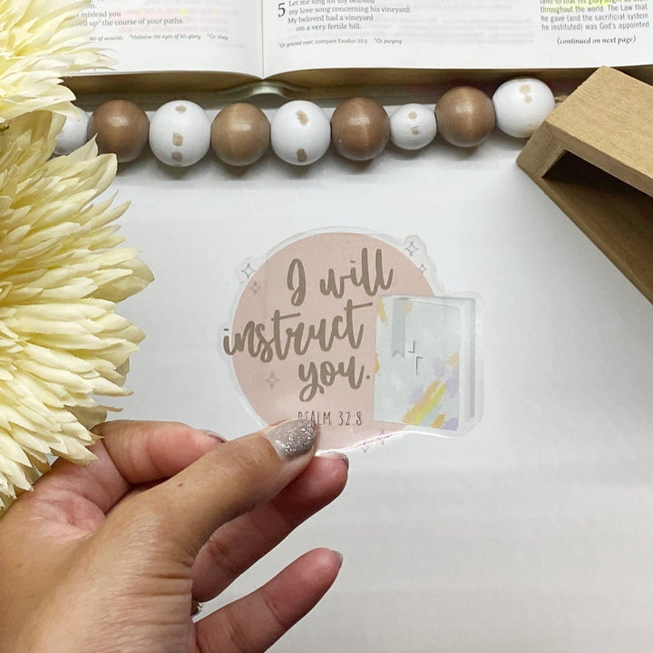 Inspirational Book Clear Bible Verse Sticker - Waterproof Vinyl (3x2.5")