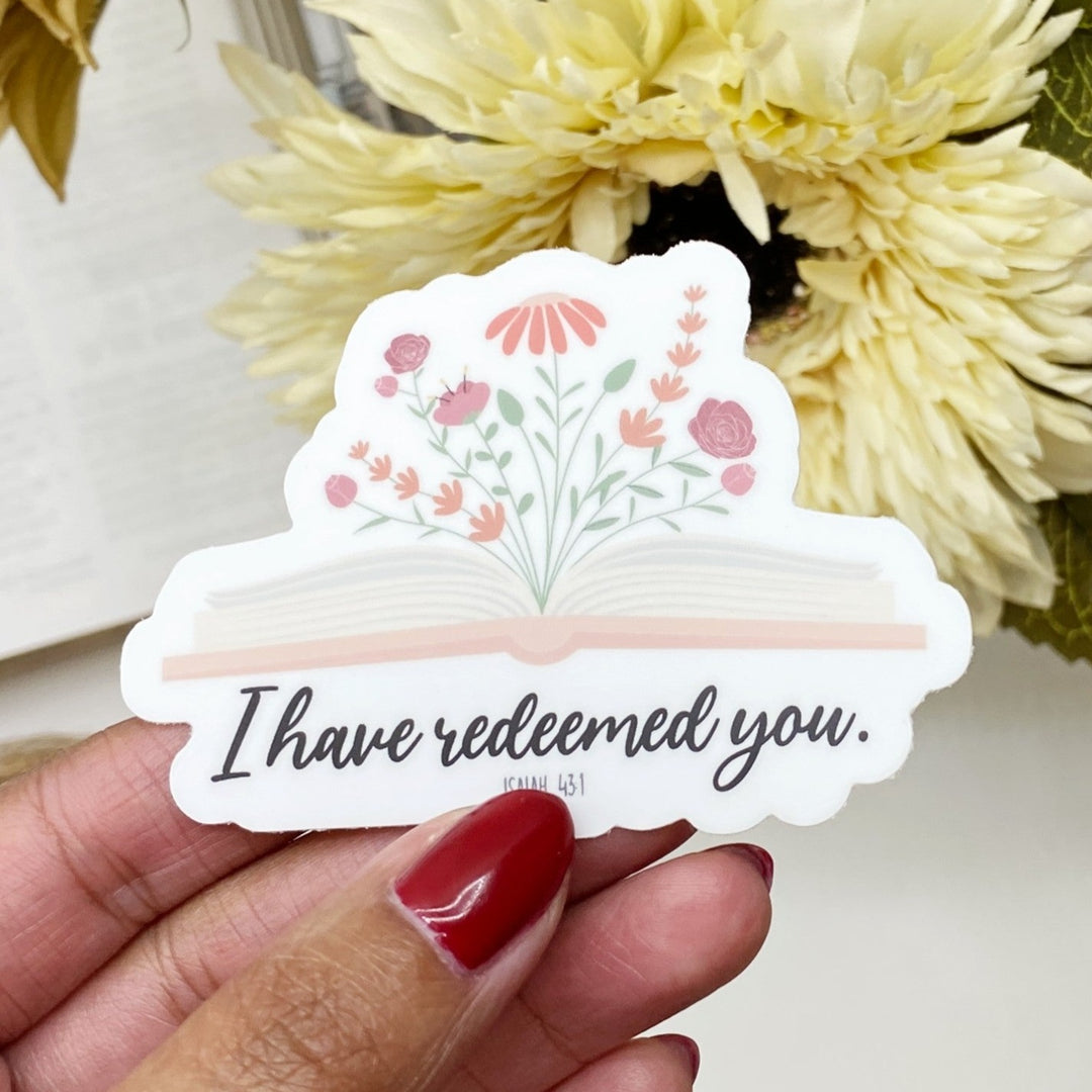 Who God Says You Are Floral Book Bible Verse Sticker - Waterproof Vinyl (2.75x2")