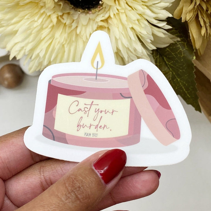 Calming Candle Bible Verse Sticker - Waterproof Vinyl (2.75x2.5")