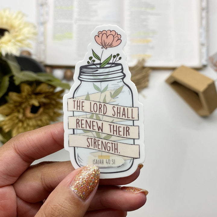 Encouraging Floral Bible Verse Sticker - Waterproof Vinyl (3x1.5")