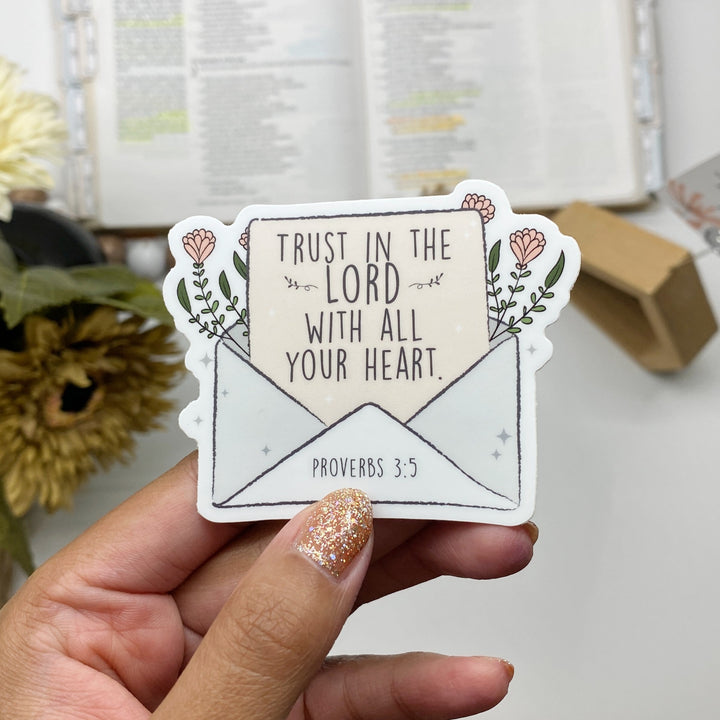 Encouraging Floral Envelope Bible Verse Sticker - Waterproof Vinyl (2.25x2.25")