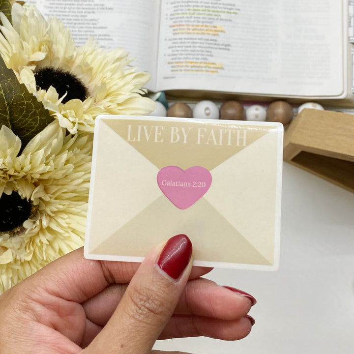Encouraging Floral Envelope Clear Bible Verse Sticker - Waterproof Vinyl (2.25x2.25")
