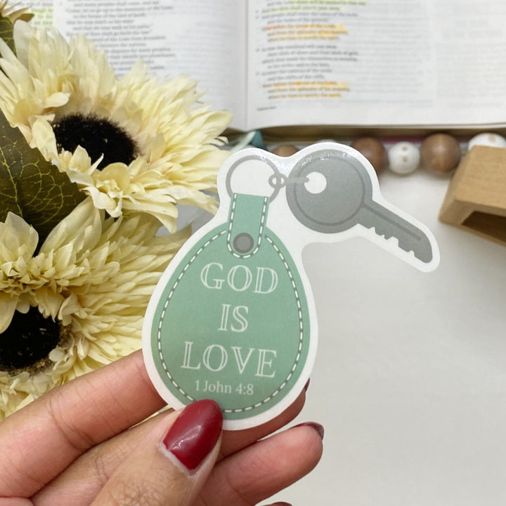 Inspiring Keychain Clear Bible Verse Sticker - Waterproof Vinyl (2.5x2.5")