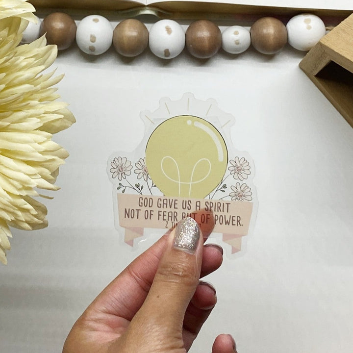 Inspirational Floral Lightbulb Clear Bible Verse Sticker - Waterproof Vinyl (2.5x2.5")